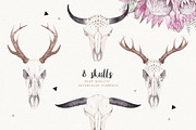 BOHO SKULLS watercolor set, an Illustration by Natali Smolova (Thumbnail 3 of 7)