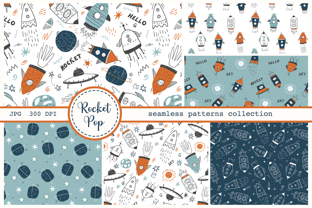 Rocket Pop - Seamless Patterns Set, a Pattern Graphic by Cuteanny Design (Photo 1 of 8)