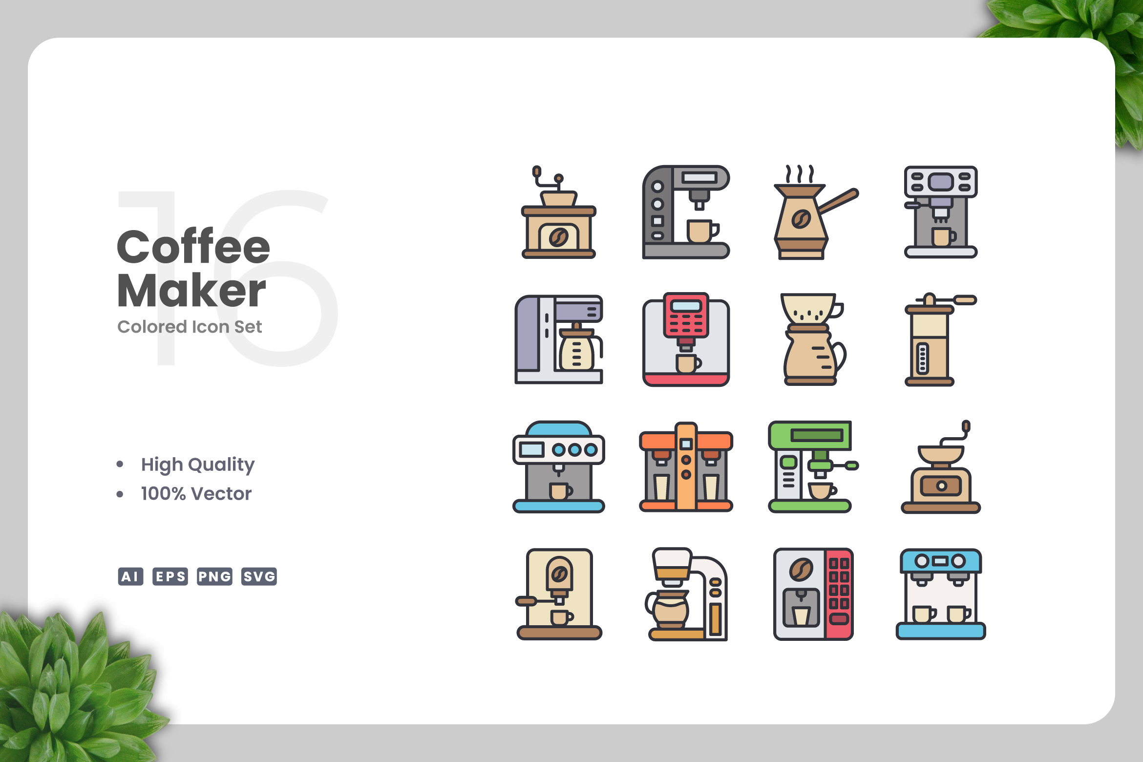 Coffee Maker Colored Icons