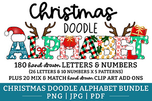 Christmas Doodle Alphabet PNG Bundle