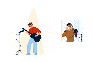 Musician man performing and, a Technology Illustration by pikepicture