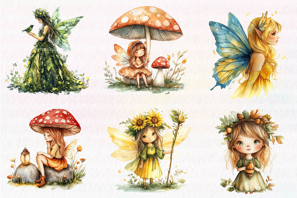 Forest Fairy Watercolor Clipart, an Illustration by CreationArt (Photo 2 of 5)