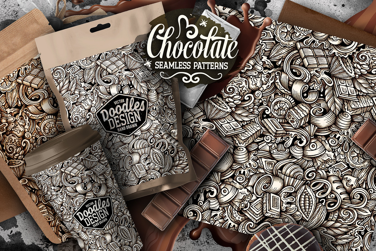 Chocolate Graphics Doodle Patterns, a Pattern Graphic by BALABOLKA (Photo 2 of 7)