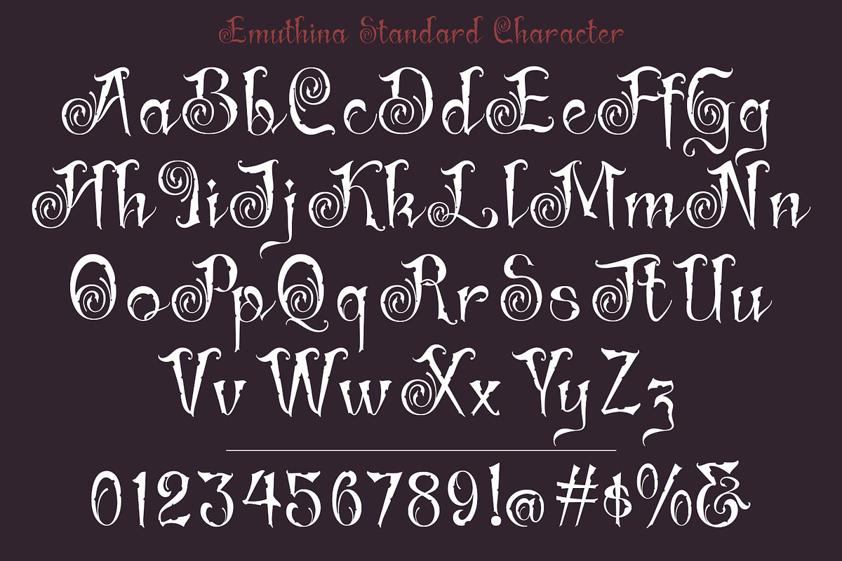 Emuthina Decorative Script, a Blackletter Font by TypeClassHeroes (Photo 3 of 10)