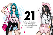 Stylish girls in summer clothes., an Object Illustration by Vitaliy Grin (Thumbnail 1 of 3)