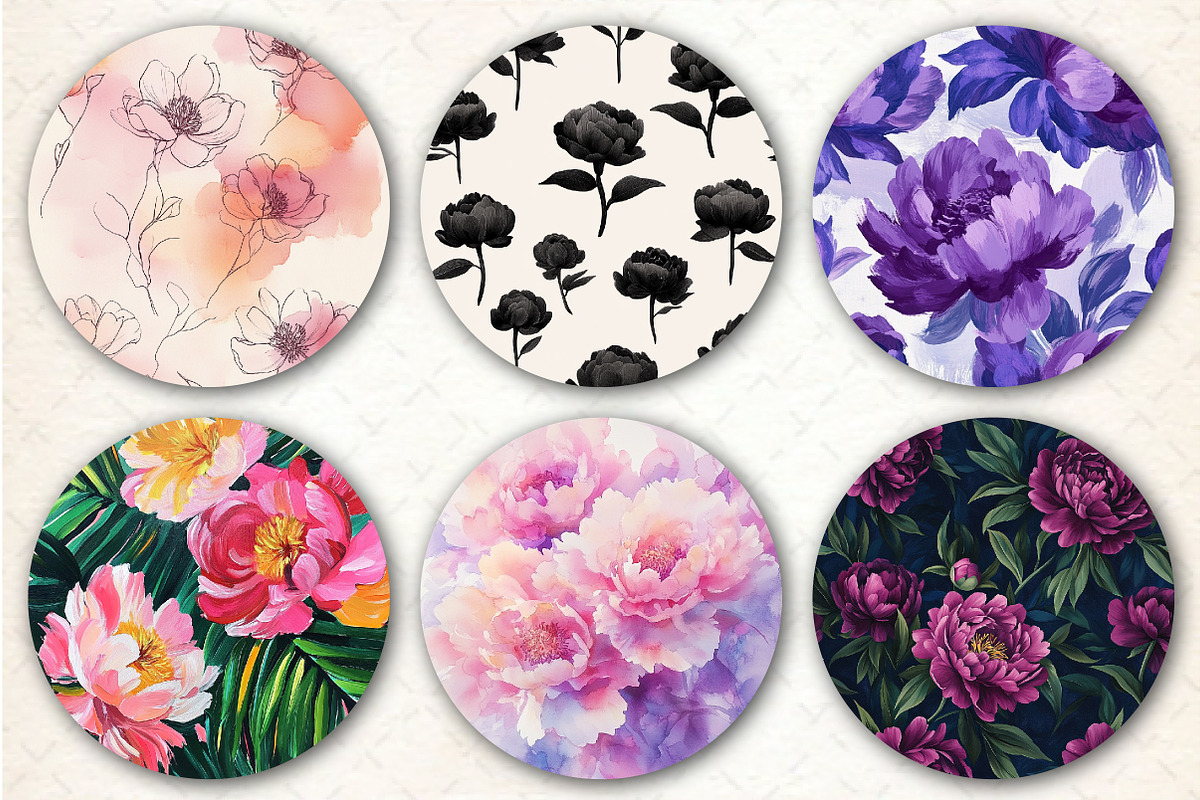 Peonies Seamless Digital Paper, a Pattern Graphic by Libby Wishes