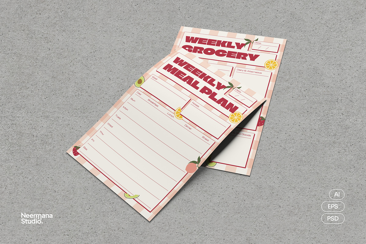 Retro Theme Meal Plan, a Stationery Template by Neermana (Photo 1 of 4)