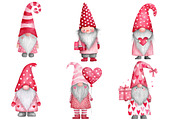 Watercolor Valentine Day Gnomes, an Illustration by Designworld (Thumbnail 4 of 4)
