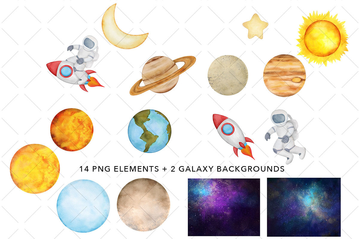 Watercolor Space Clipart - Astronaut, an Illustration by NancyDzines (Photo 2 of 3)