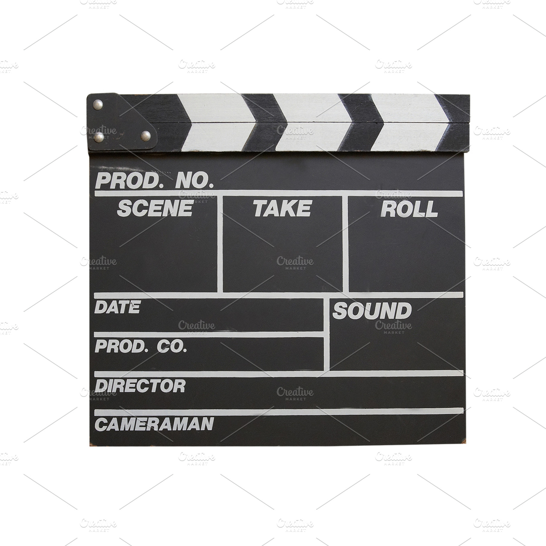 Black clapper board containing clapper, clapboard, and isolated, an Industrial Photo by Vapi