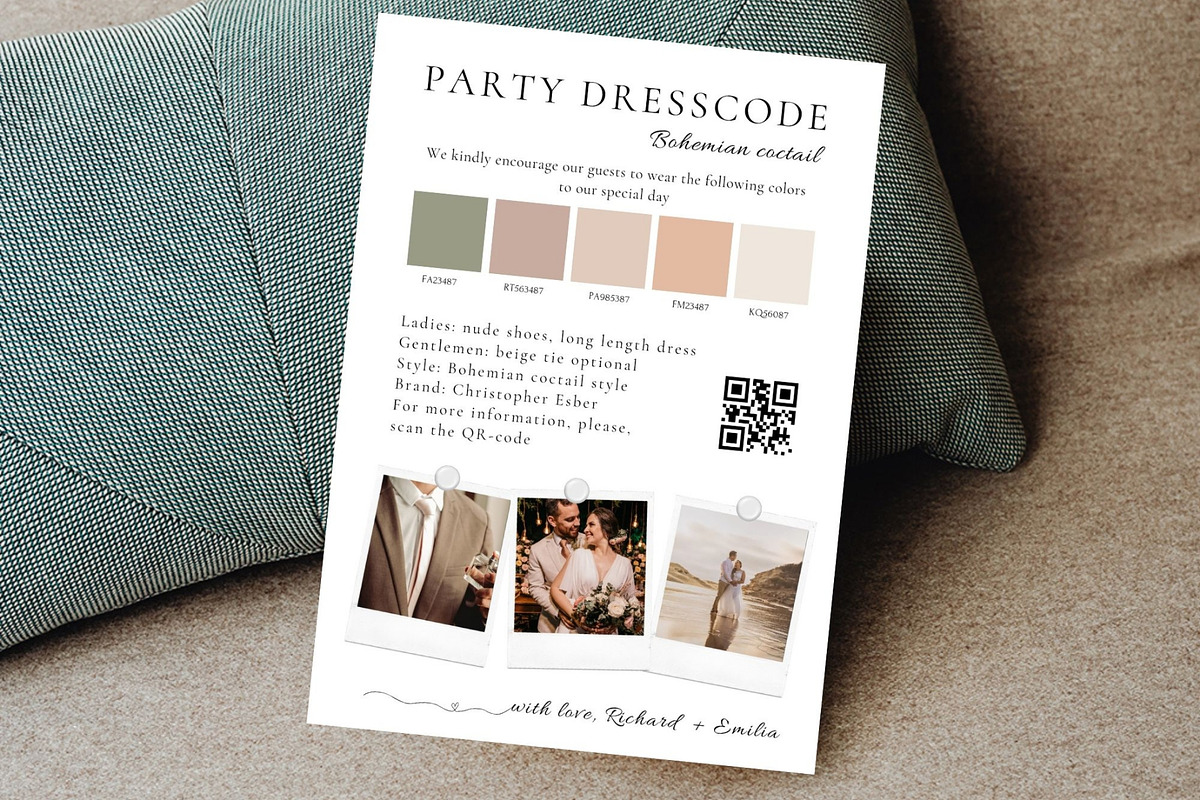 Guest dresscoode, mood board card, a Card Template by EvaTemplates (Photo 1 of 7)