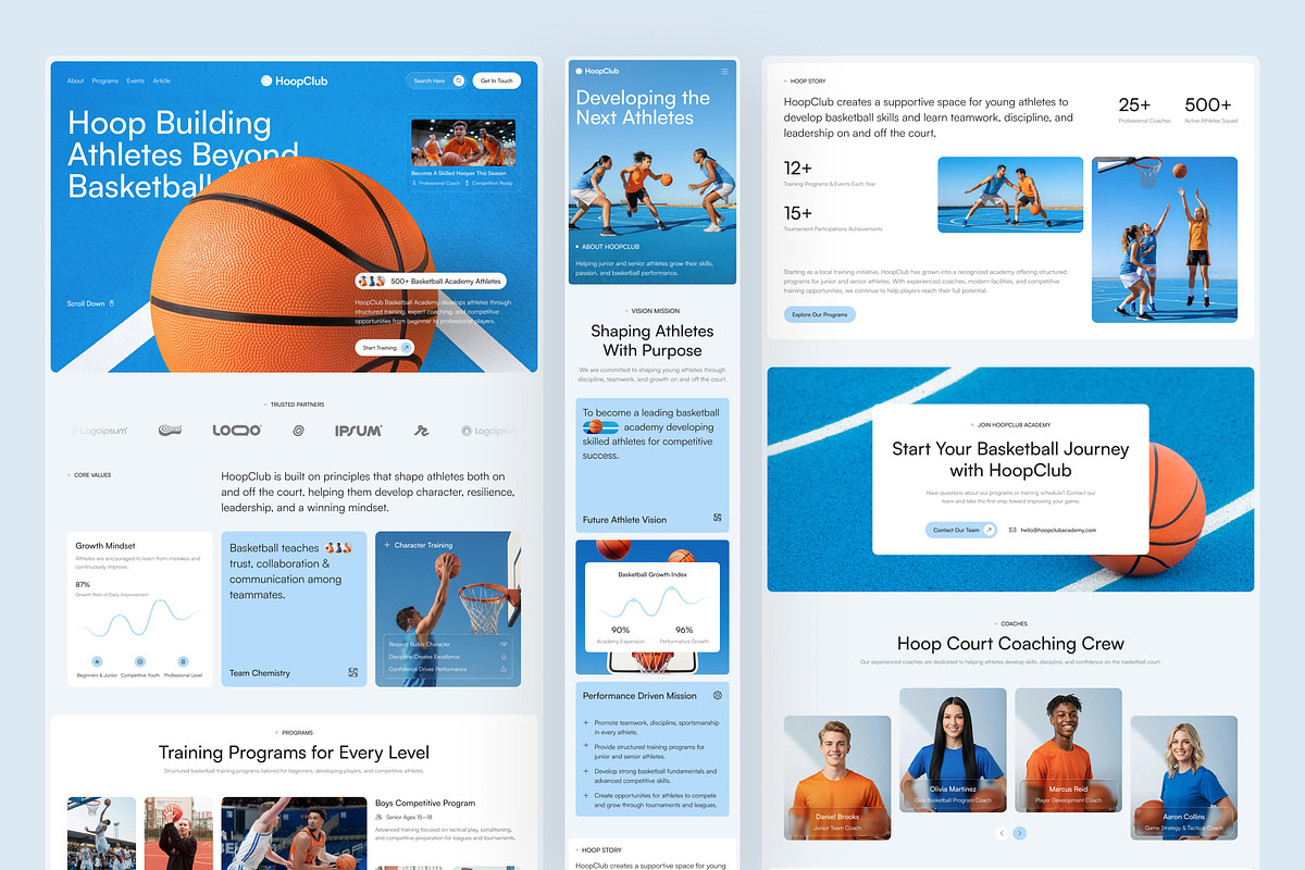 Basketball Academy Website UI Figma, an UI Kit Template by peterdraw (Photo 2 of 7)
