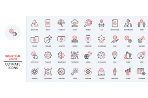 Gears business production icons, a Technology Illustration by Lemberg Vector