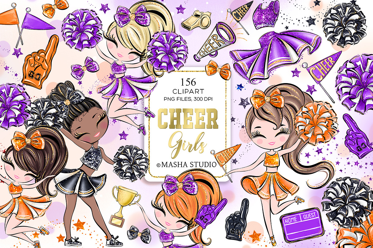 Cheerleader Hand Drawn Clipart, a Sport Illustration by Masha  Studio (Photo 1 of 13)
