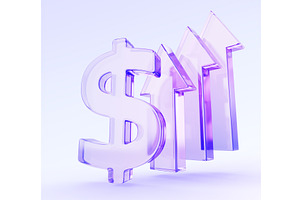 Holographic glass dollar sign 3d, a Finance Illustration by Marozhkastudio