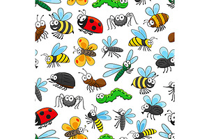 Funny Insects Seamless Pattern