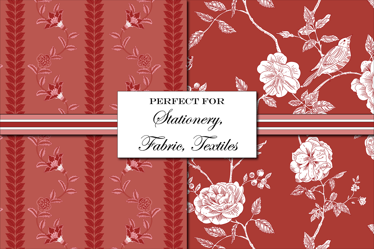 Red Toile de Jouy Patterns, a Pattern Graphic by RachelStudio (Photo 5 of 8)