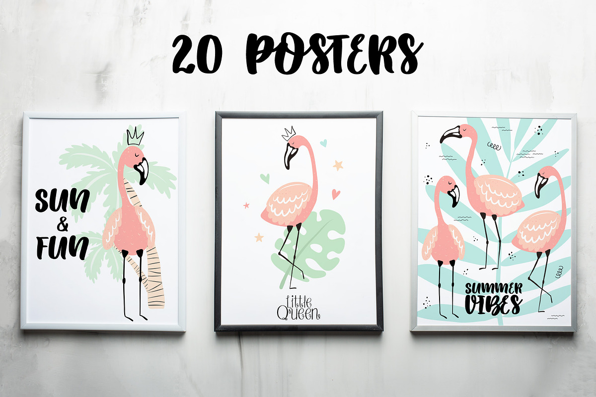 Flamingo hand-drawn collection, an Animal Illustration by Samsonchik Store (Photo 2 of 7)