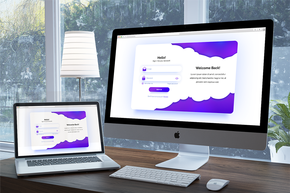 Clean Login Form in Trendy Purple, a Landing Page Template by ARg Design (Photo 2 of 3)
