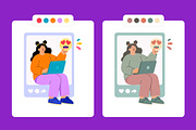 70 Social Media Flat Stickers, a Person Illustration by Creative Stall (Thumbnail 5 of 11)