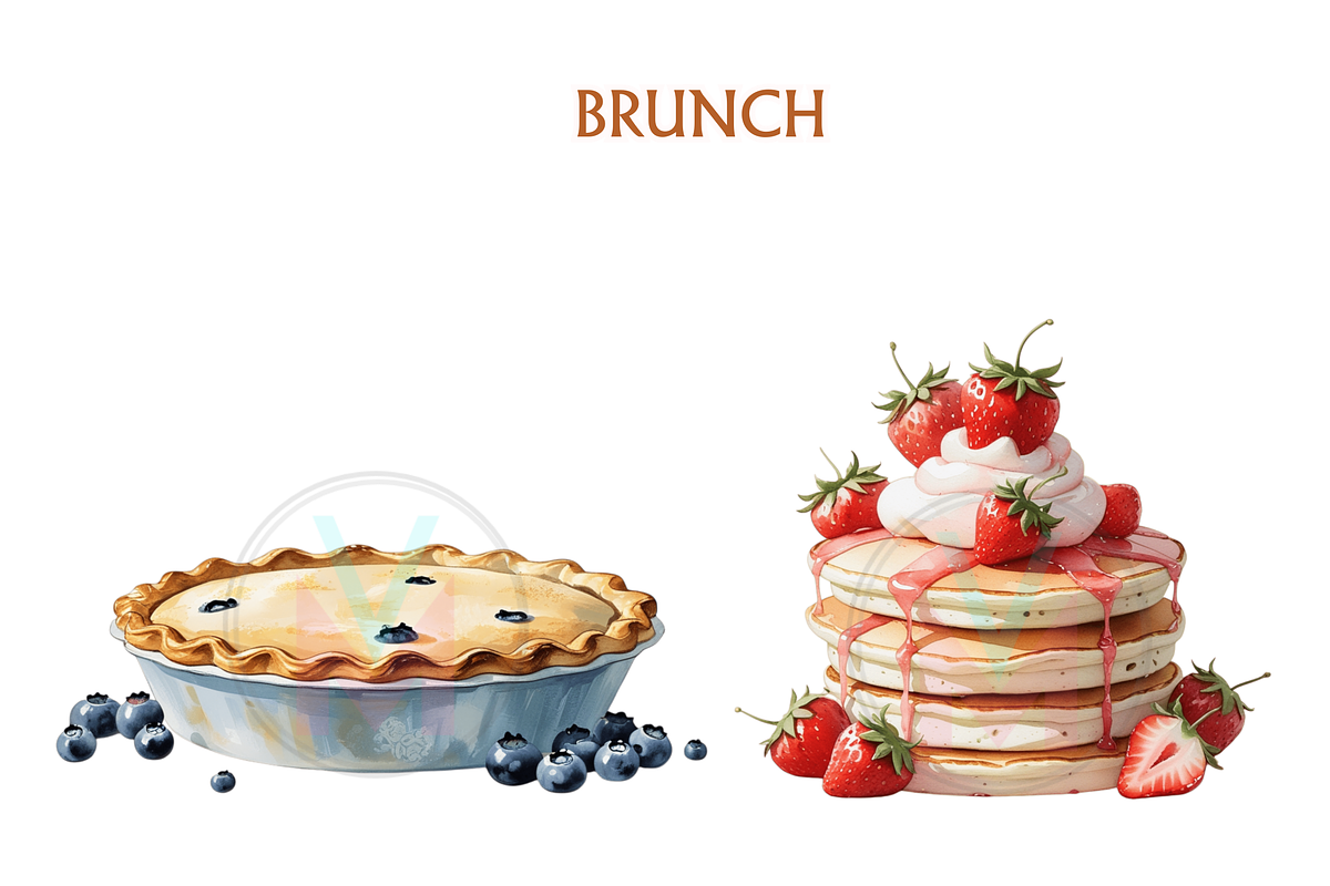 Watercolor Brunch Clipart blueberry, a Food Illustration by VM PARTYS  BY TAIRUMA (Photo 6 of 10)