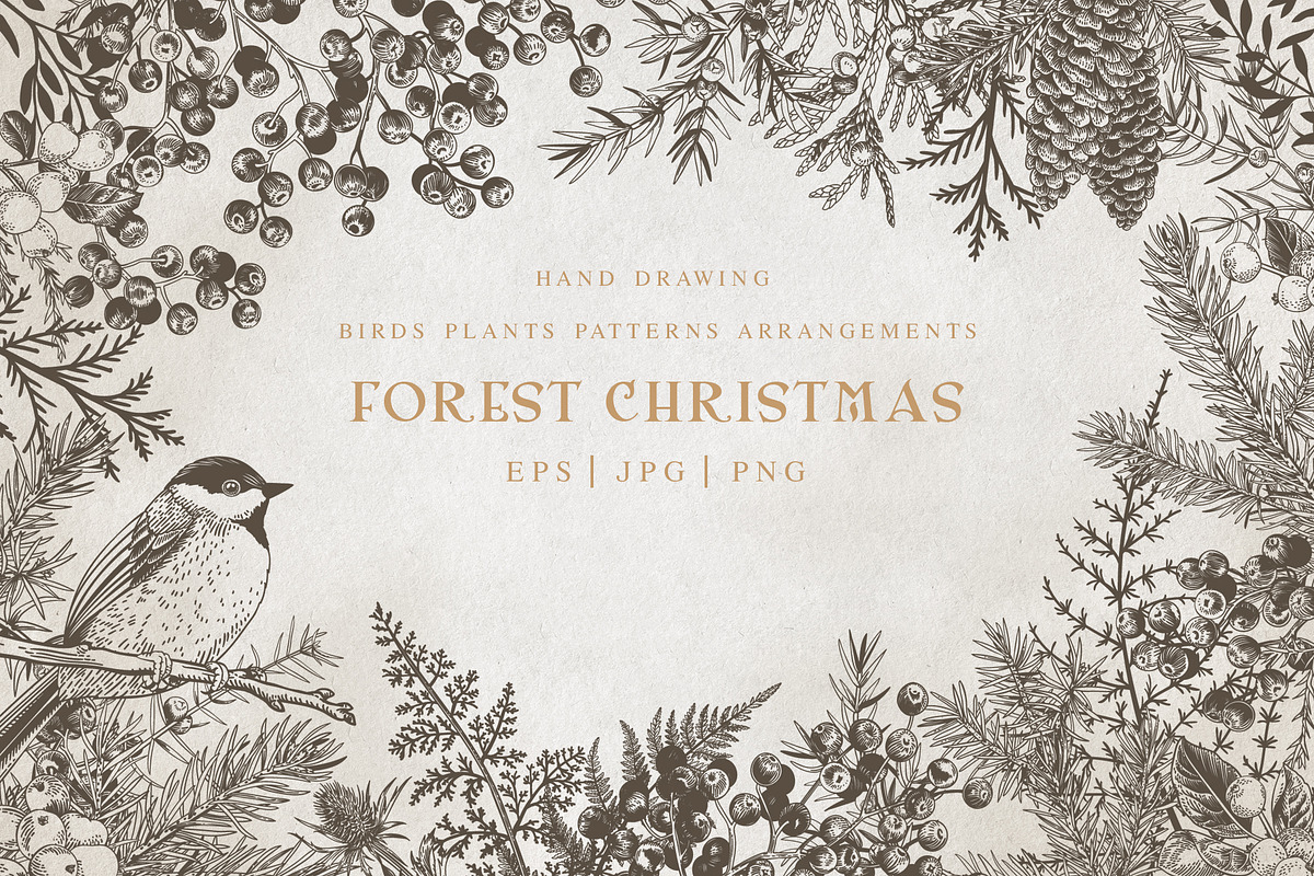 Forest Christmas  b&w, a Decorative Illustration by Lisla (Photo 1 of 11)