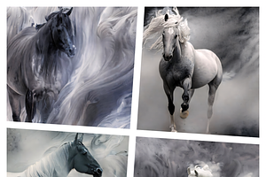 Dreamy Monochrome Horse Artworks