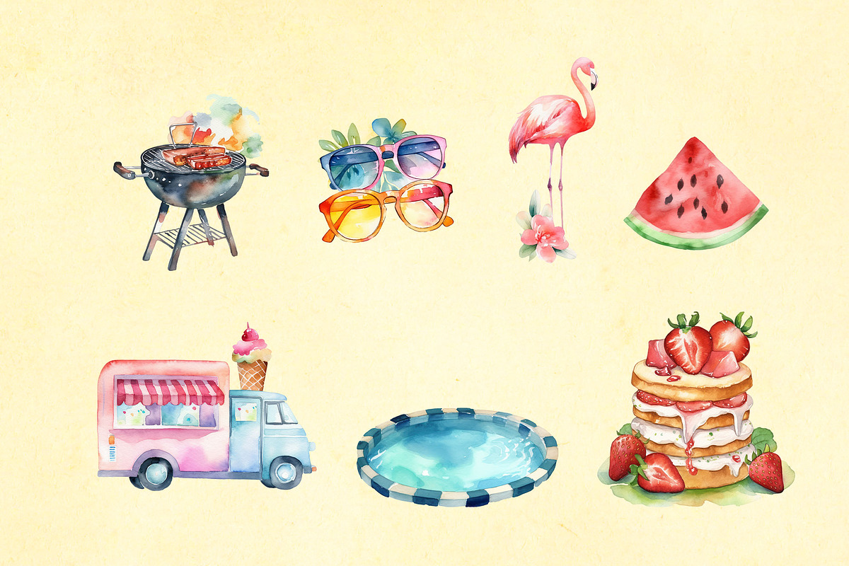 Summer Splash Watercolor Clip Art, an Object Graphic by Hues of Hodges (Photo 2 of 5)