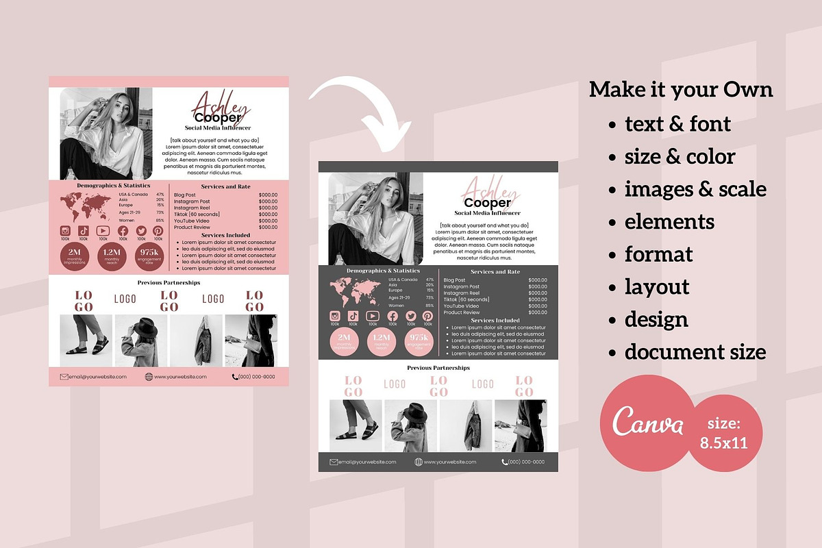 One Page Media Kit in Pink preview 3