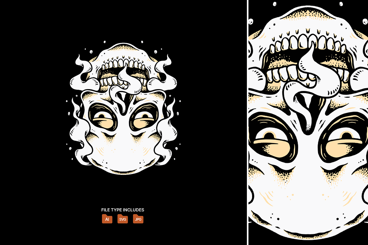 Surreal Lazy Skull Illustration, an Object Illustration by Decoconio Design (Photo 1 of 3)
