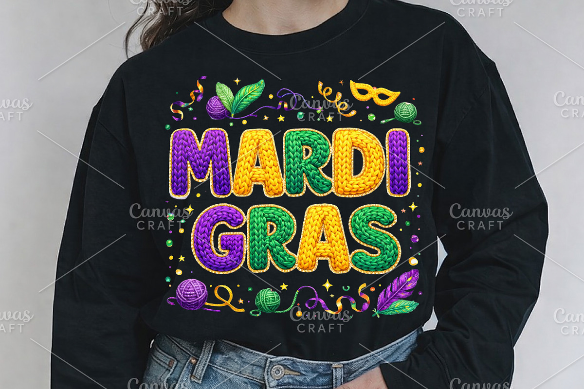 Faux Yarn Mardi Gras PNG, an Illustration by Canvas Craft (Photo 3 of 6)
