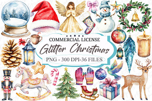 Glitter Christmas Sublimation Clipar, an Illustration by designcity5