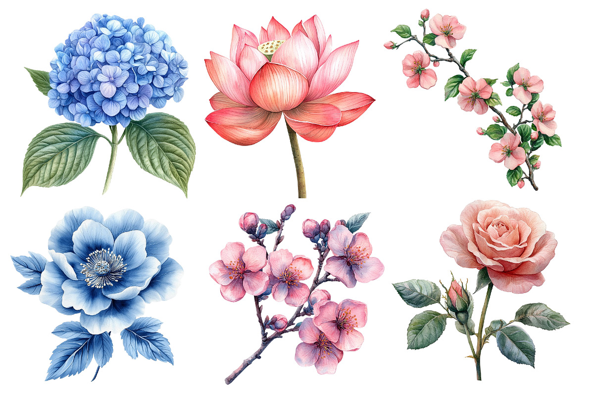 Chinoiserie Floral Clipart, an Illustration by Designworld (Photo 4 of 7)