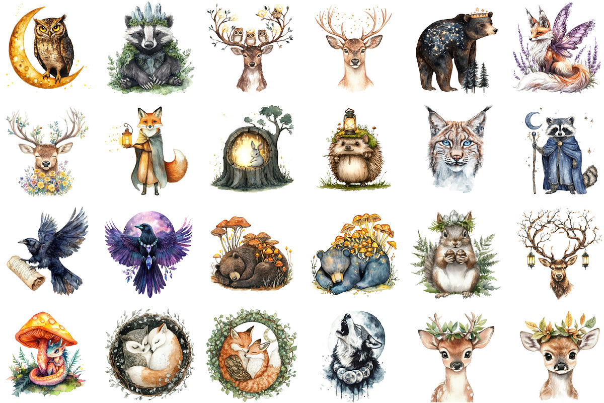 Mystical Forest Animal Clipart Set, an Illustration by Sublimation Artist (Photo 2 of 6)