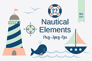 Nautical Clip Art Set, PNG JPEG EPS, an Illustration by Digital Sugar (Thumbnail 1 of 2)