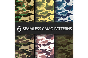 6 pack Camouflage seamless pattern