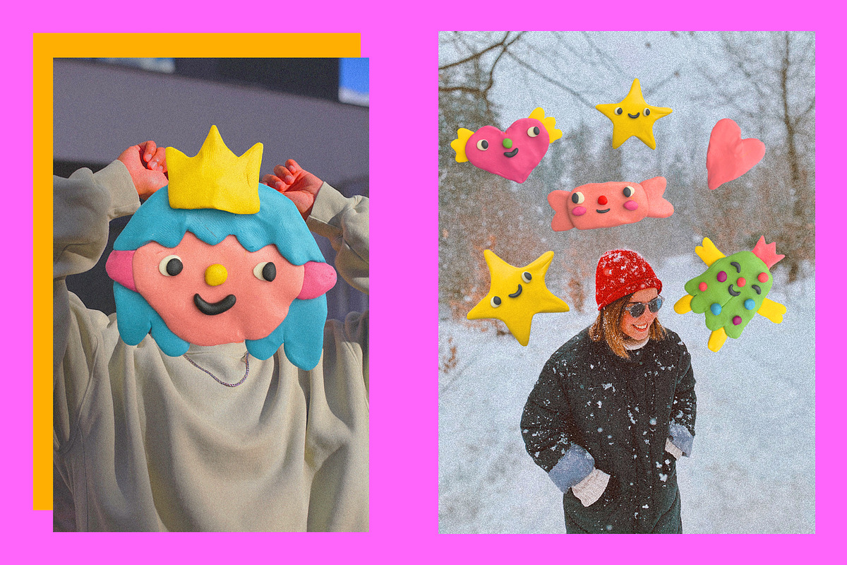 PLASTISINE CHRISTMAS-90s 3D STICKER, an Illustration by okchizh (Photo 4 of 11)
