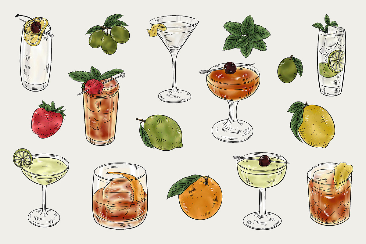 Cocktail Clipart Illustrations, an Object Graphic by DesignerCandies (Photo 4 of 4)