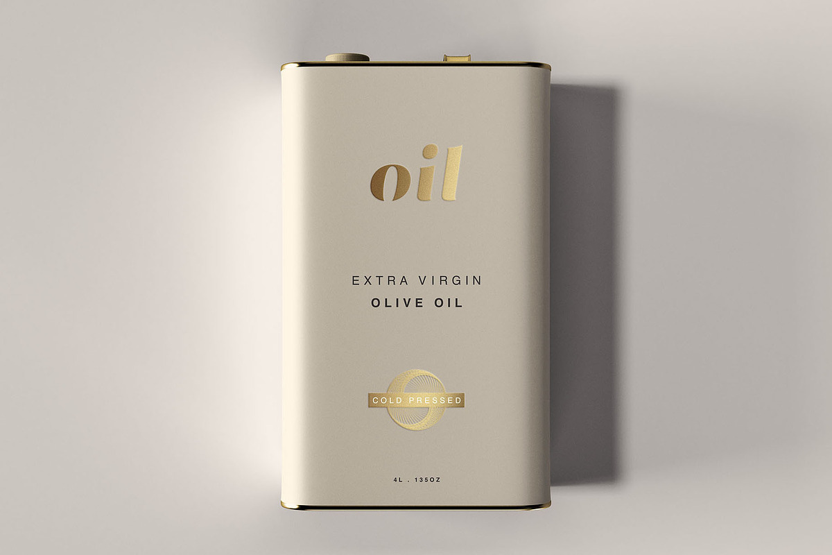 Oil Tin Can Package Mockup, a Packaging Mockup by Graphic Pear