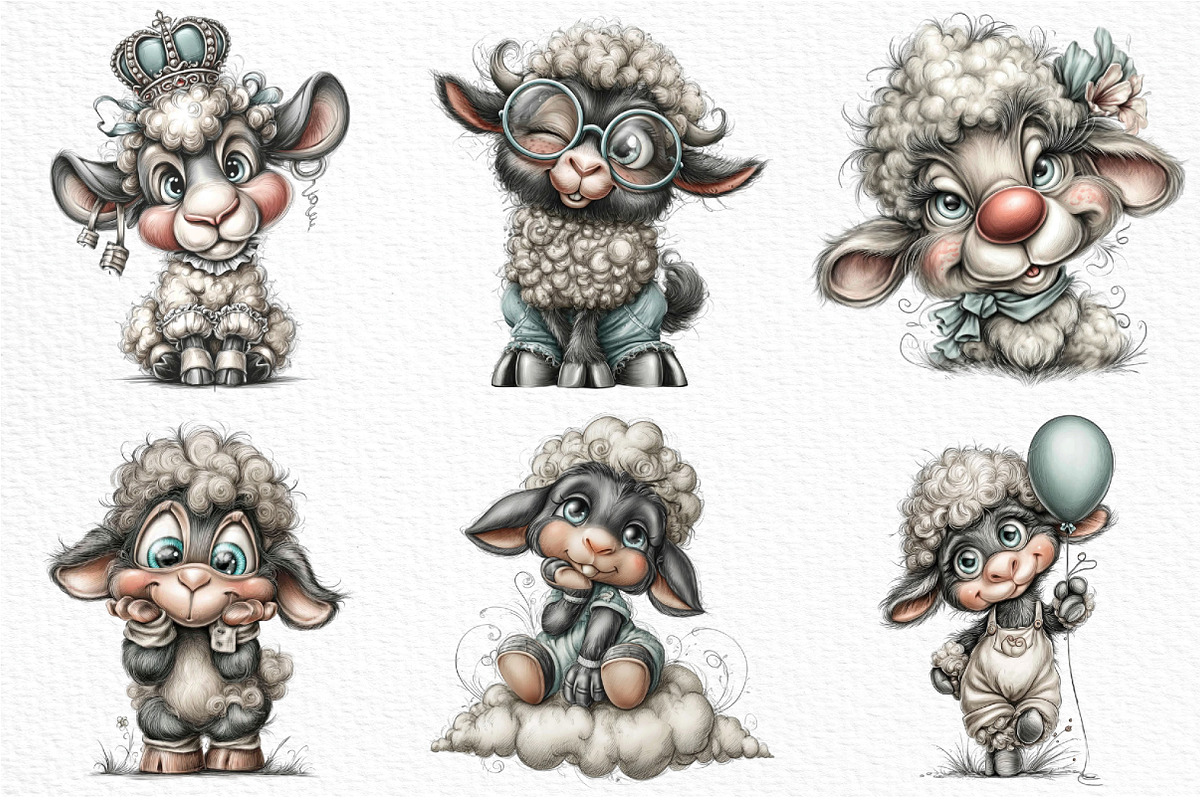 Crazy Sheep Clipart, an Illustration by Craft Nest (Photo 5 of 6)