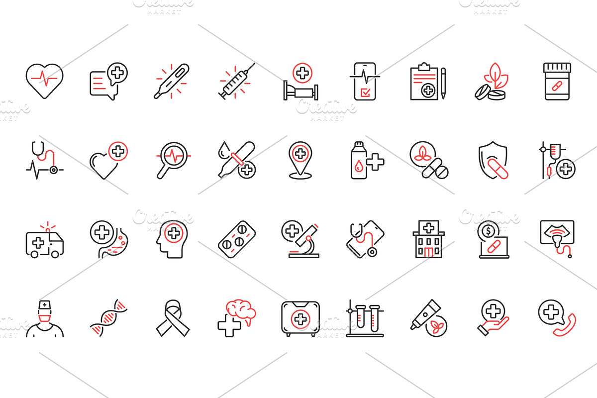 Medicine healthcare icons, an Object Illustration by Lemberg Vector