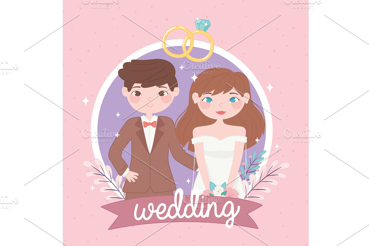 wedding cute couple, an Illustration by studiogstock