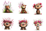 Whimsical Spring Teddy Bear Clipart, an Illustration by CreationArt (Thumbnail 6 of 7)