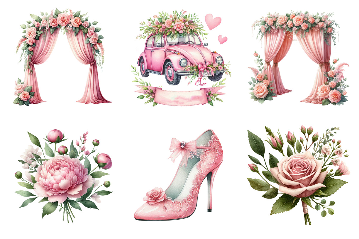 Romantic Pink Wedding PNG, an Illustration by SinaCreation (Photo 2 of 5)