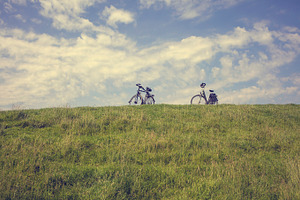 Two bikes on a Dutch dike