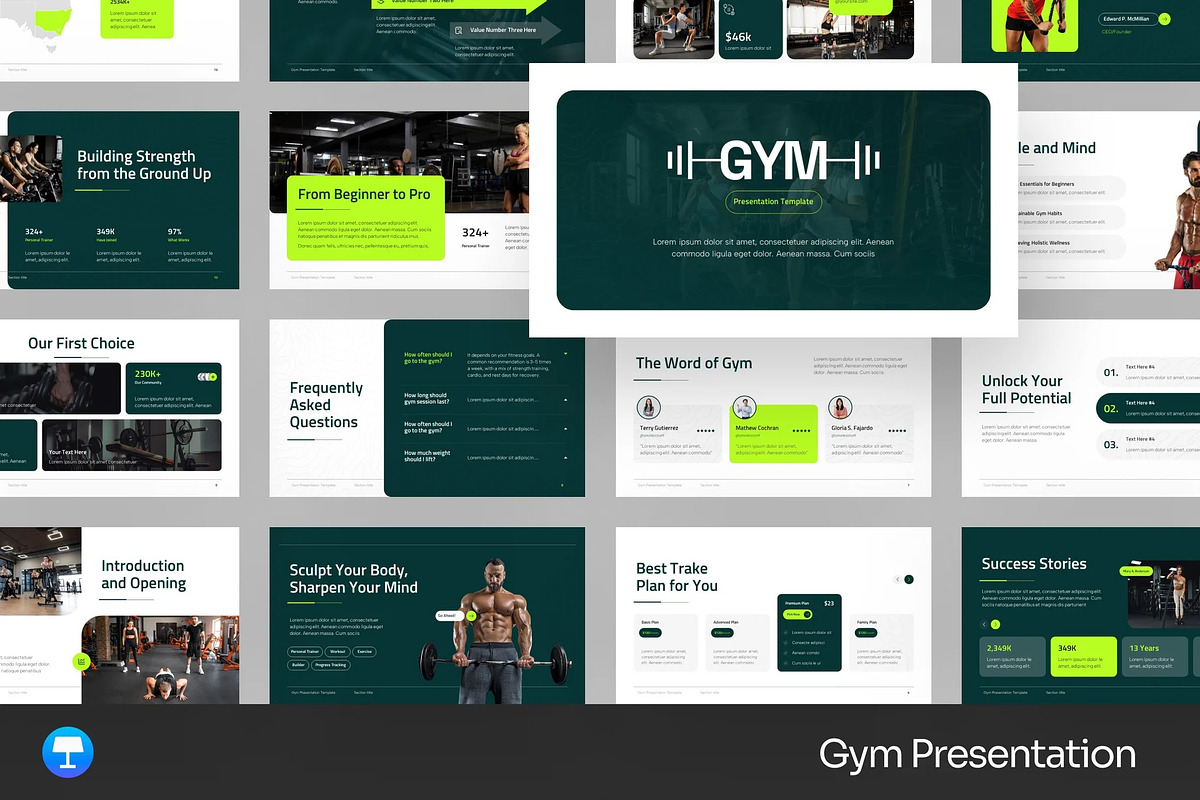 Gym Exercise Keynote Templates, a Presentation Template by Fit-tee (Photo 1 of 2)