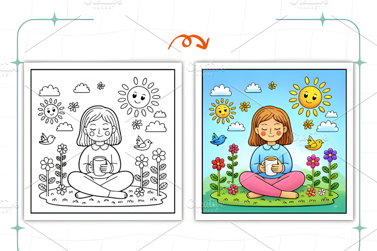 Spring Woman Coloring Pages, a Decorative Illustration by Ink Gallery (Photo 4 of 9)
