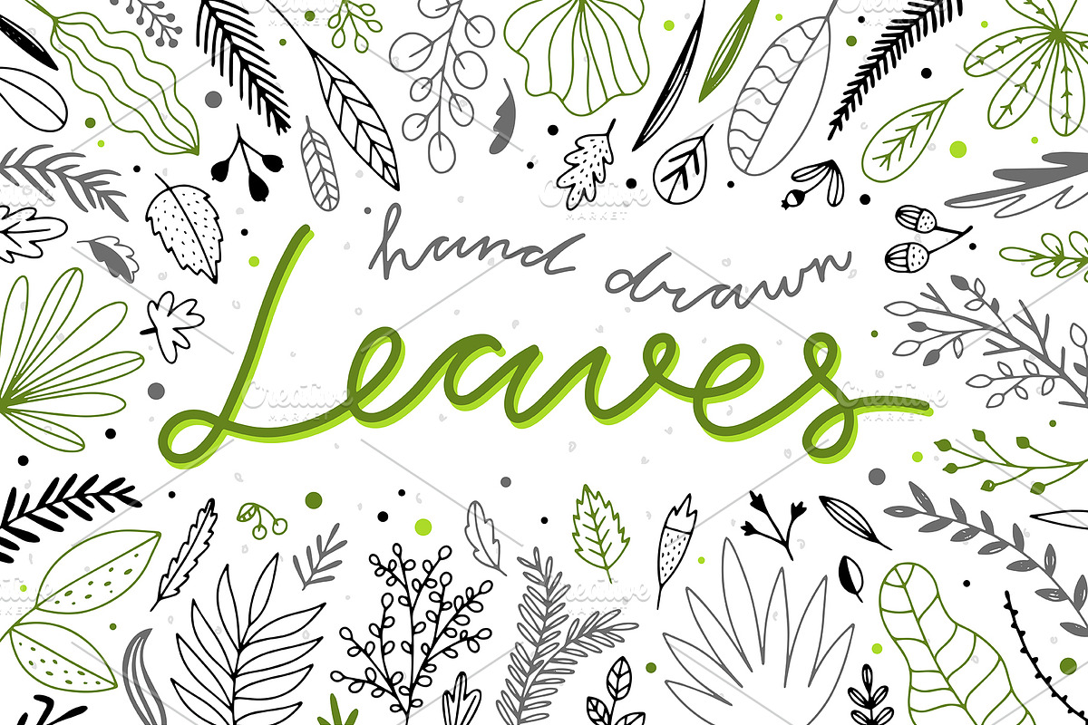Hand Drawn Leaves, an Illustration by Redchocolate