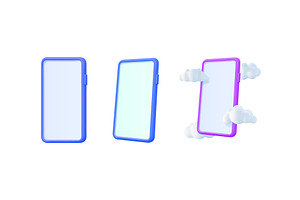 Three 3d smart phone mockups. Empty, an Object Illustration by Abscent