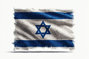 Textured Israeli flag with Star of David symbol depicted in painterly style on, a Background Photo by José Manuel Gelpi